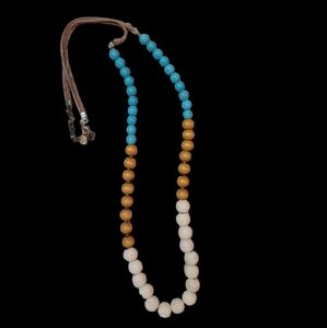 Beautiful Beaded Necklace with leather chain